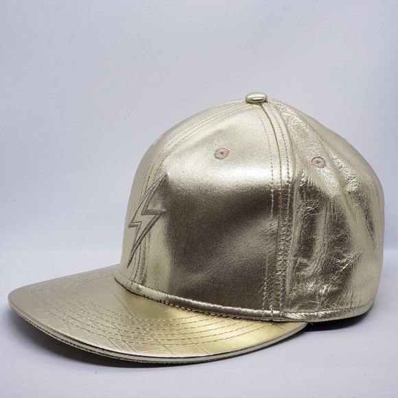 COPY - Rockertype Thunderbolt Logo Gold leather baseball cap hat